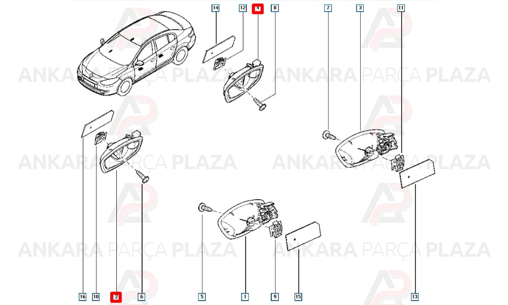 Megane 3 Hb 14 - 15 Ön Kapı İç Açma Kolu Sağ Siyah 806700007R