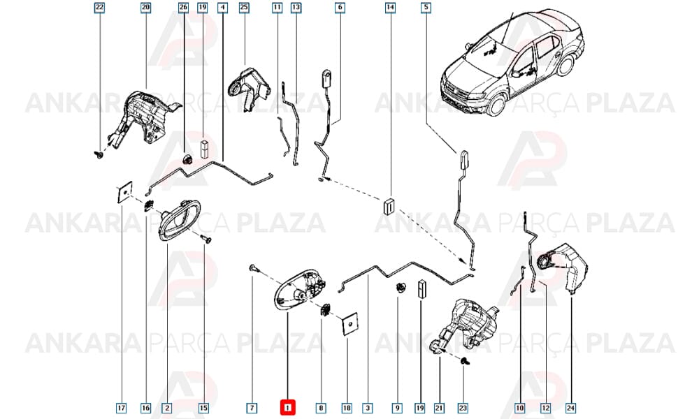 Kapı İç Açma Kolu Sol Clio Symbol 2013 >