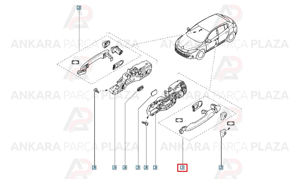 Captur 13 - 19 Ön Kapı Dış Açma Kolu Sağ Sol Aynı Adet 806B04979R