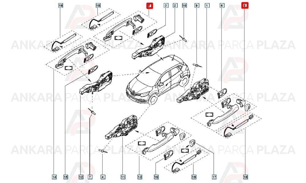 Diş Kapi Açma Kolu Megane 3