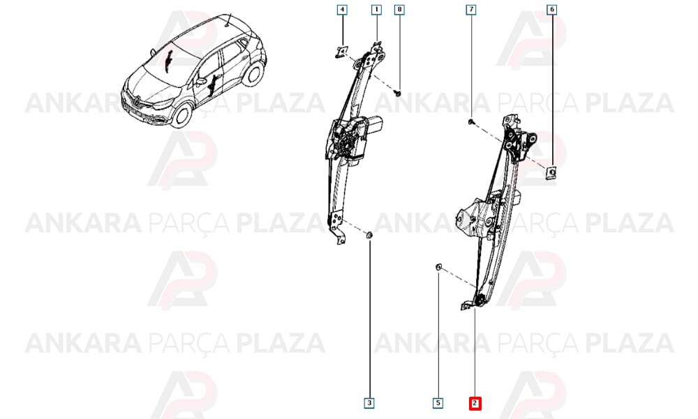 Captur Sol Ön Cam Krikosu Elktrikli Orijinal 807019225R