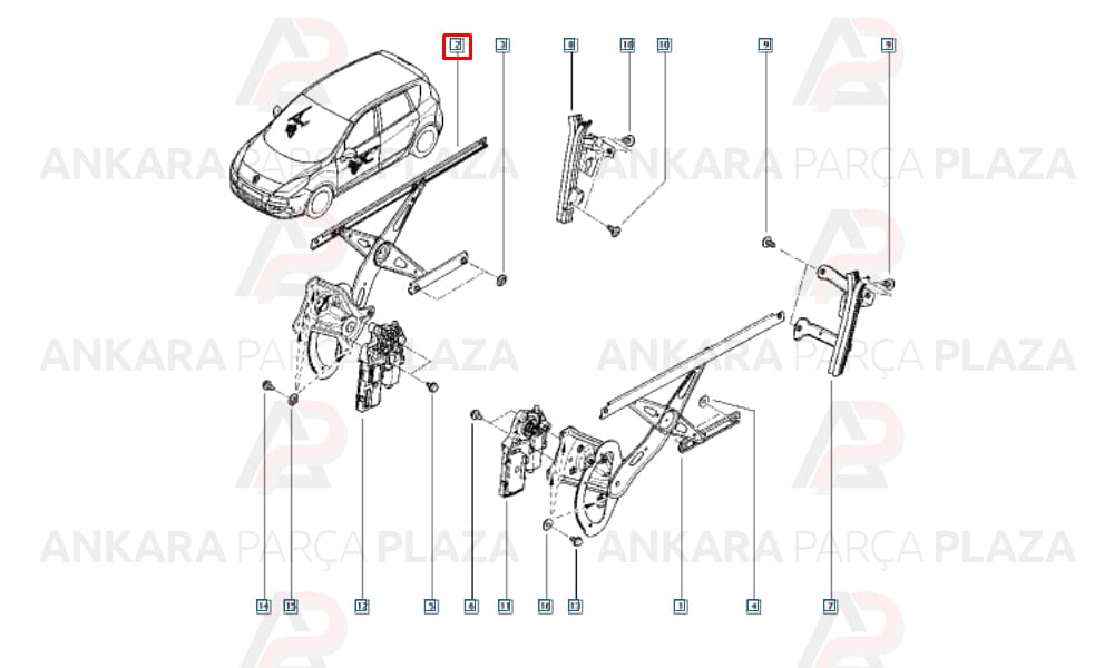 Megane 3 Sağ Ön Cam Krikosu Orijinal 807205115R