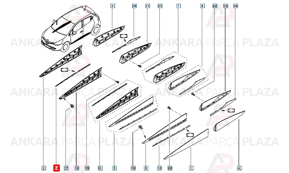 Clio Hb 13 - 16 Ön Kapı Bandı Nikelajı Sağ 808209212R