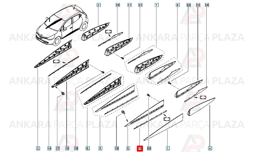 Clio Hb 13 - 16 Ön Kapı Bandı Nikelajı Sol 808211605R