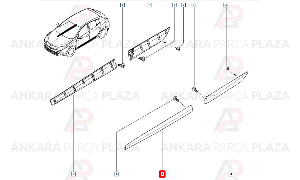 Megane 3 Hb 10 - 13 Ön Kapı Bandı Sol Klipsli 808770001R
