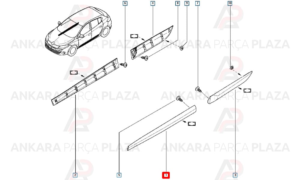 Fluence 09 - 16 Ön Kapı Bandı Sol Klipsli 808770010R