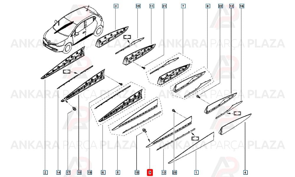 Clio Hb 16 - 20 Ön Kapı Bandı Sol Nikelaj Takılan Tip 808776993R