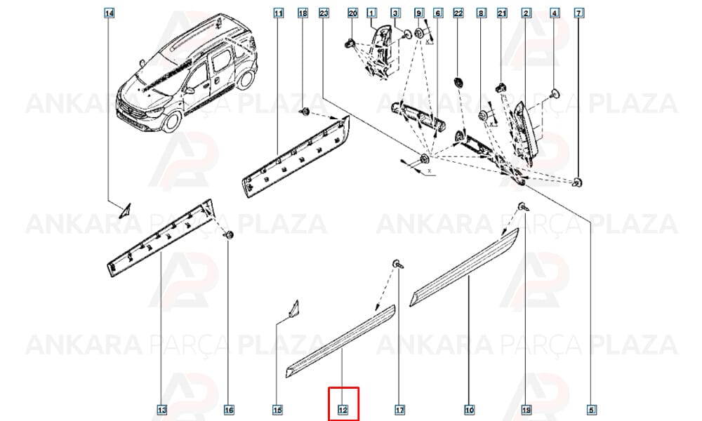 Dokker 13 - 20 Ön Kapı Bandı Sol 808779284R