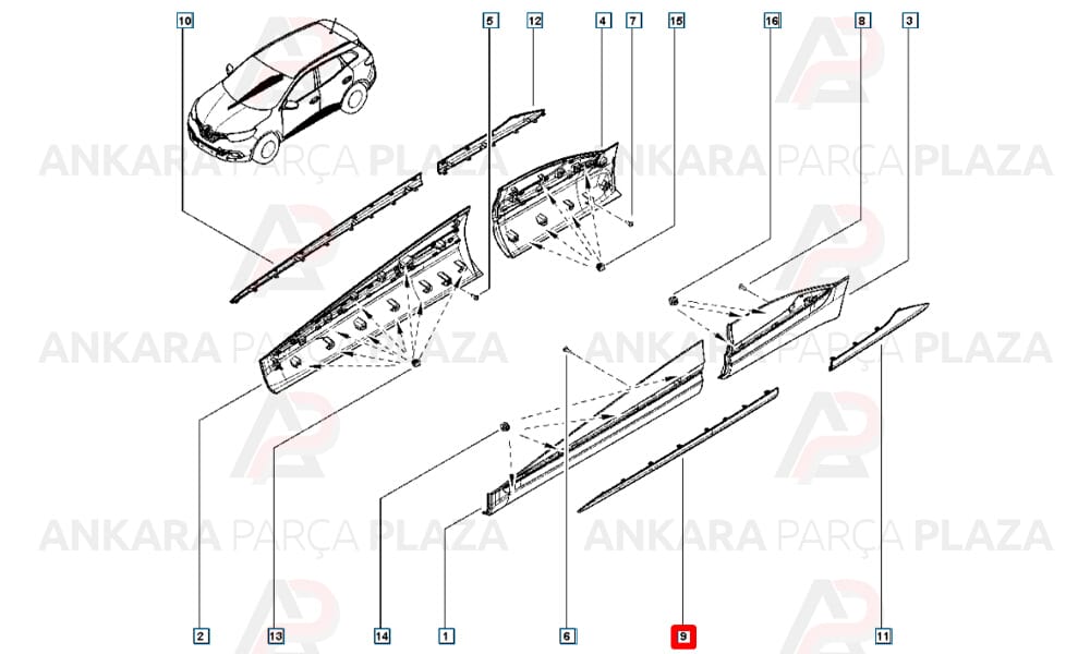 Renault Kadjar 15 - 20 Ön Kapı Bandı Nikelajı Sol 808D14128R