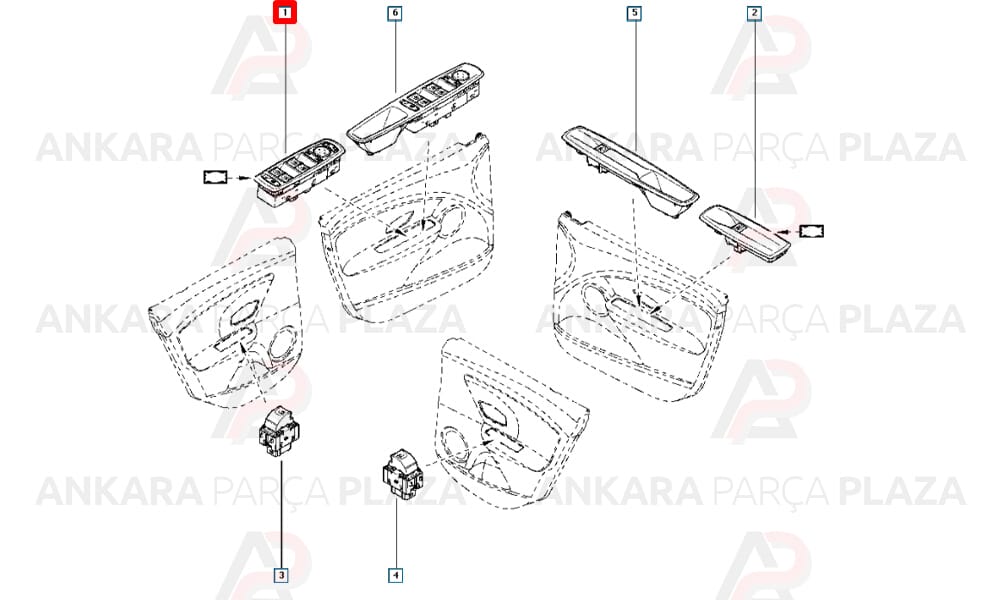 Laguna 3, Megane 3 Cam Düğme Paneli Grubu Butonu Sol Orjinal 809610006R