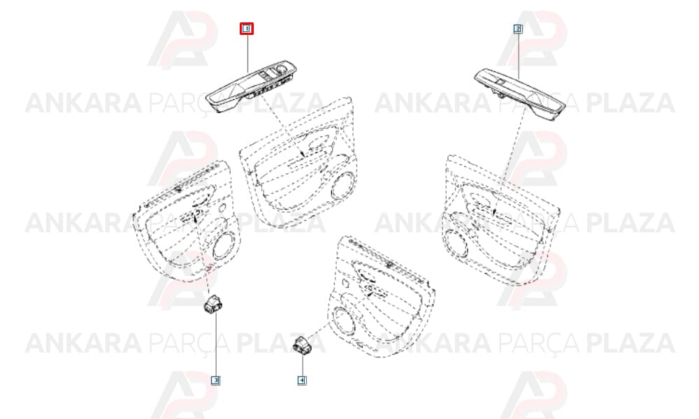 Megane 3, Scenic 3 Cam Düğme Grubu Ön Sol Orijinal 809615953R