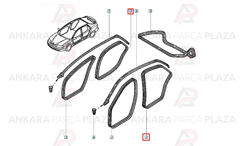 Kapı Fitili Arka Adet ( Sağ Sol Aynı Değişmez ) Renault : Laguna 2