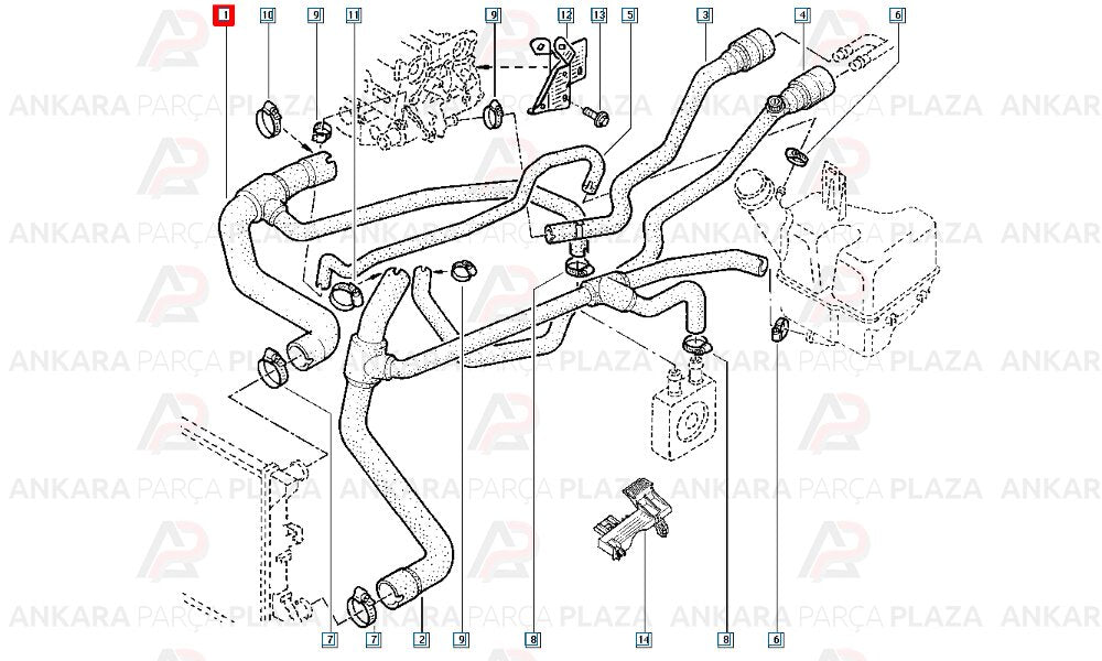 Radyatör Üst Hortumu Renault : Laguna 2 1.6 - 2.0 16V