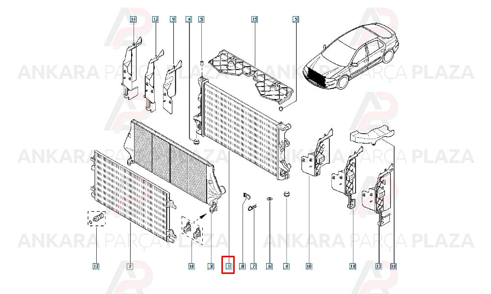 Su Radyatörü 670X414 Renault Laguna 2 1.6-1.8-2.0-1.9 Dcı Klimalı