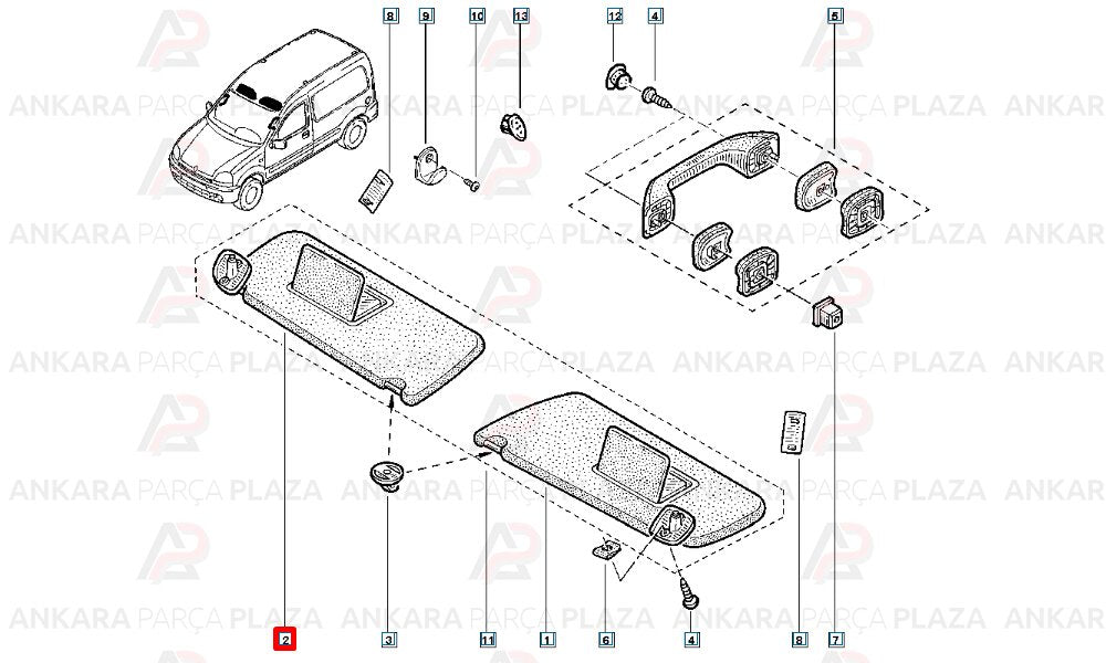 Kangoo 98 - 03 Güneşlik Sağ - Sol Set 2 Parça 8200028067