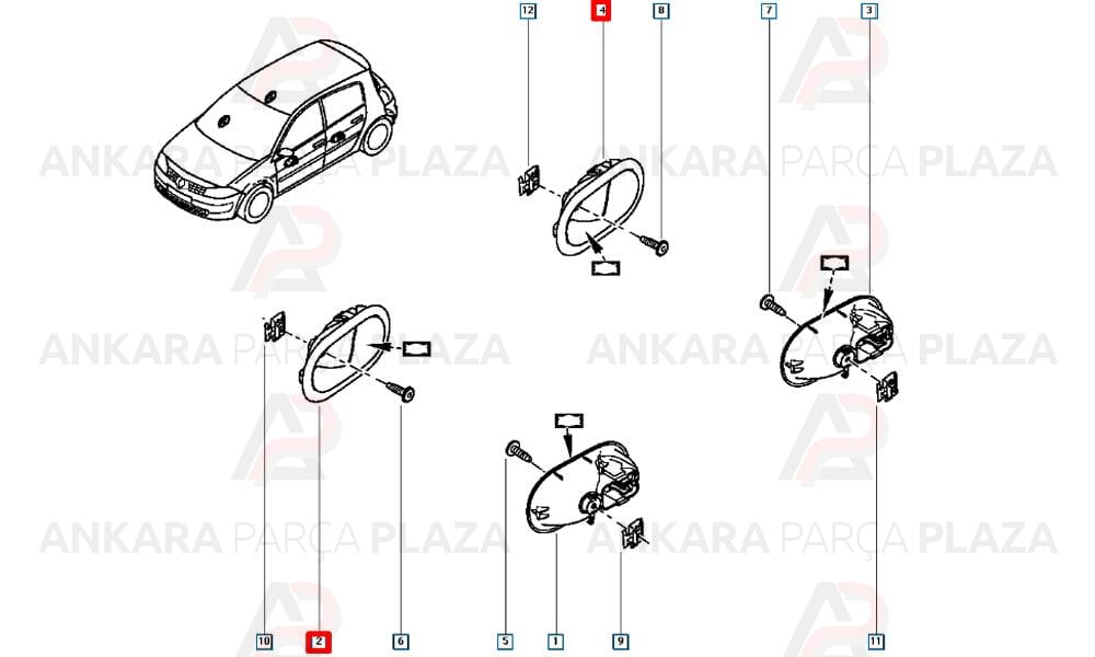 Kapı İç Açma Kolu Sağ Siyah Megane 2