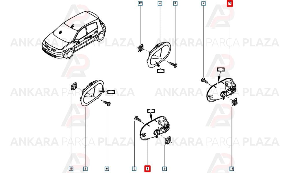 Kapı İç Açma Kolu Siyah Sol Megane 2 Ym