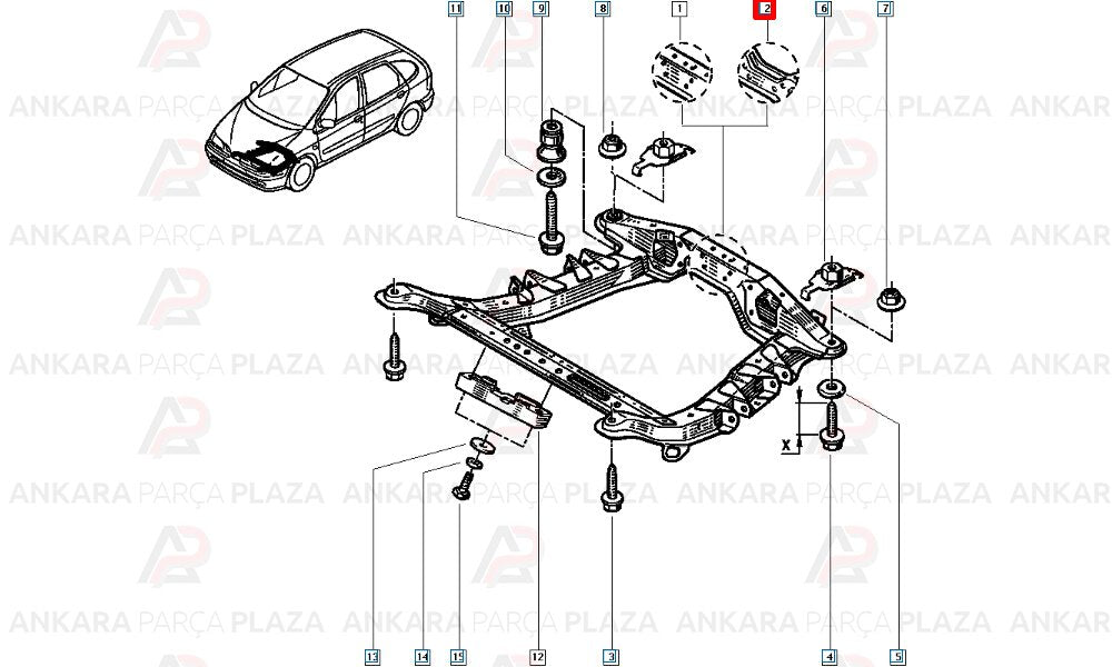Megane 99 - 02 Motor Beşiği Beşik 16 Valf 8200033099