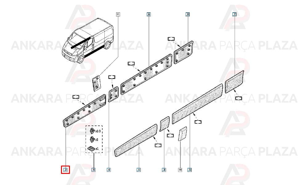 Renault Trafic 04 - 14 Ön Kapı Bandı Sağ Siyah 8200036086