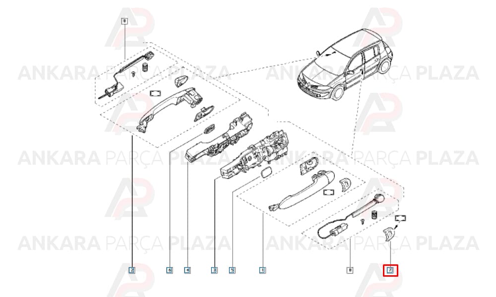 Laguna 02 - 05 Ön Arka Kapı Dış Açma Kolu Sağ Sol Adet 8200036411