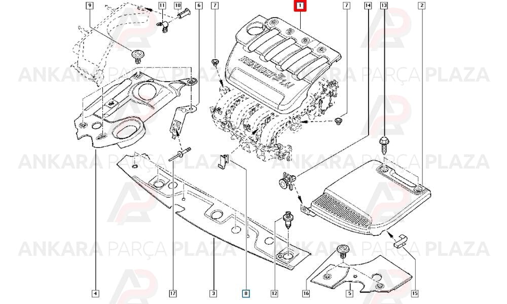 Motor Üst Koruma Muhafaza Kapağı Megane 1.6 16V K4M 8200037825