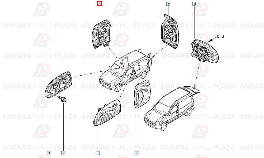 Kangoo 98 - 03 Orta Kapı Dış Açma Kolu Sağ 8200042082