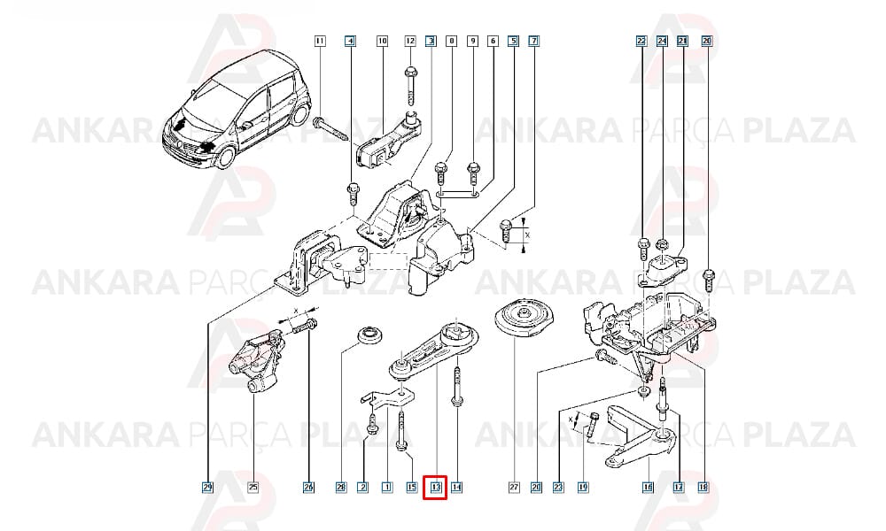 Motor Takozu Arka Megane 2 Scenic 2 Logan 2 Sandero 2 1,4/1,5/1,6