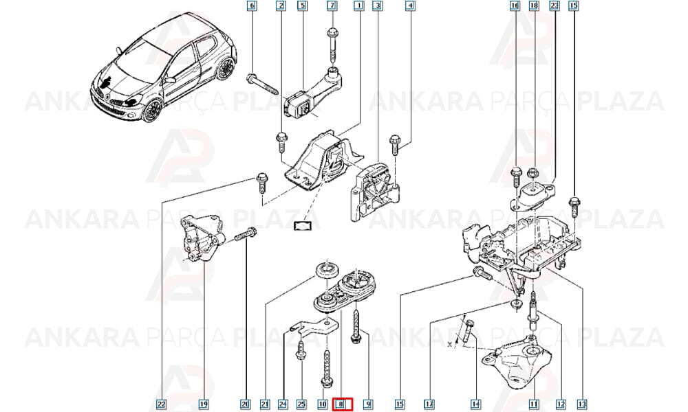 Motor Takozu Alt Megane 2 Scenic 2 1,9Dcı/2,0 16V