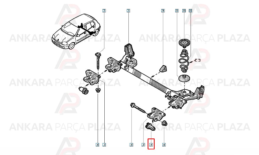 Torsiyon Burcu Arka Clio 2 Twingo 2 Symbol 2