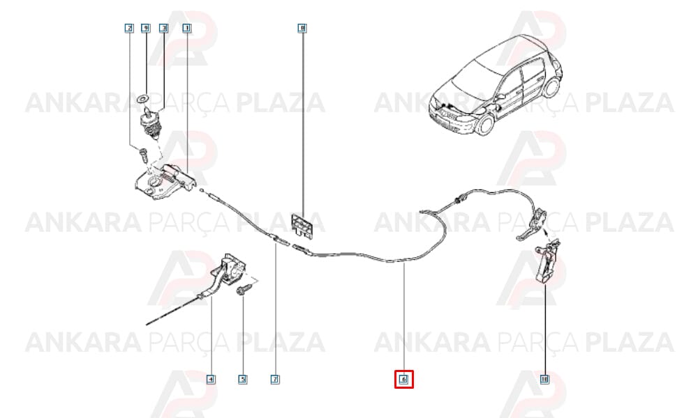 Kaput Açma Teli Halatı Megane 2 8200051535