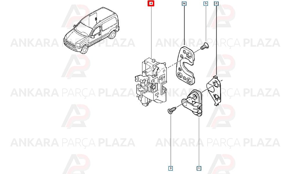 Renault Kangoo Classic 03 - 12 Sürgülü Kapı Kilidi Sağ 8200051733