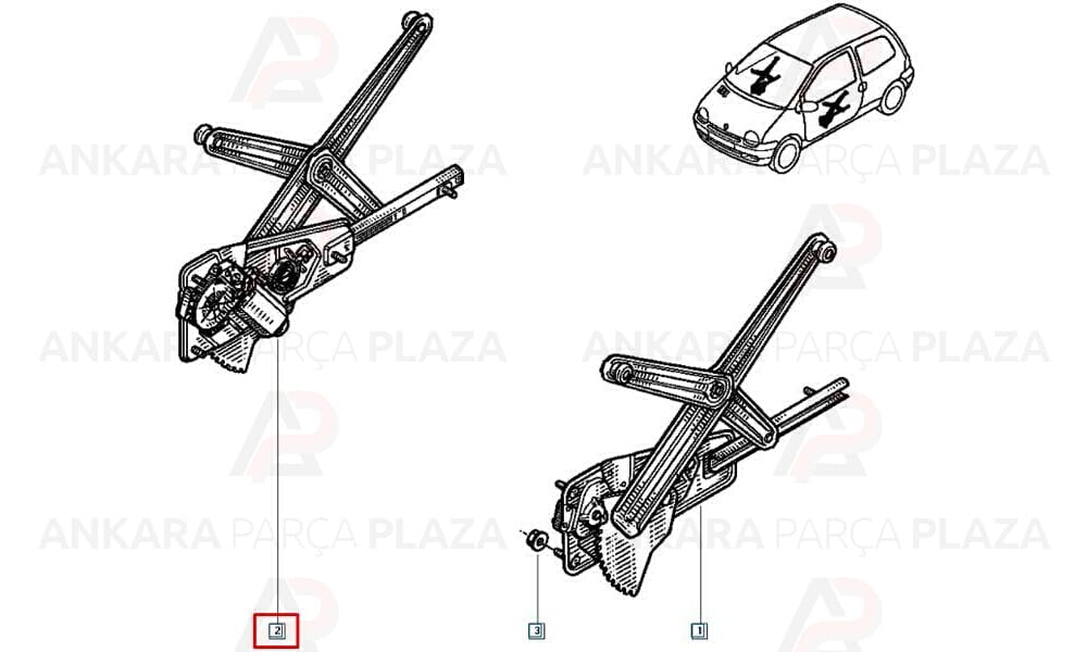 Cam Mekanizması Elektrikli Ön Sağ Twingo 1.2 96