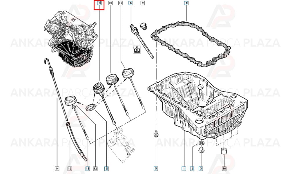 Laguna 1994 - 1999, Megane, Trafic 1.9 Motor Yağ Kapağı Ve Yağ Çubuğu Seti Meydan