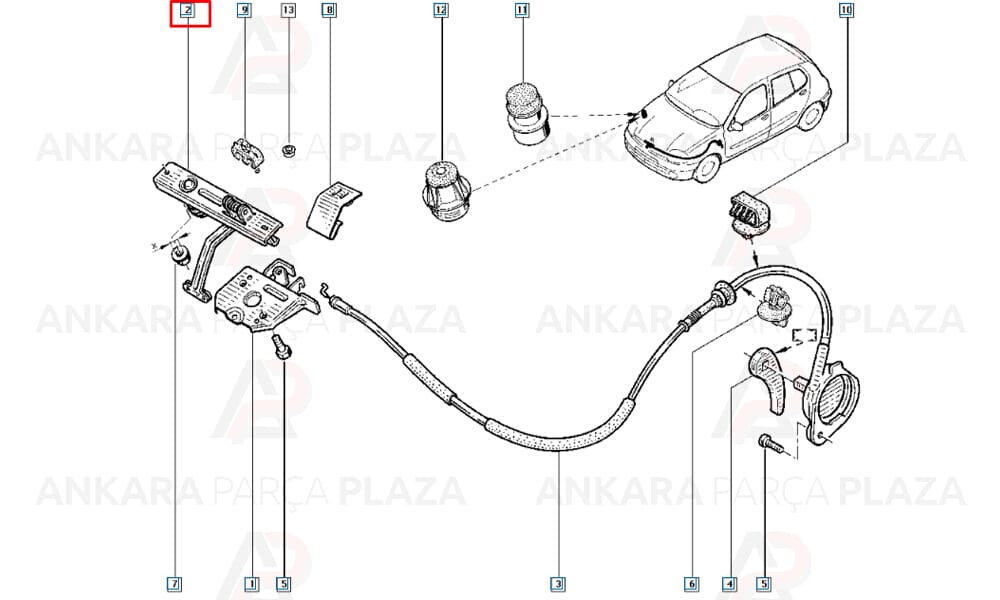 Motor Üst Kaput Kilit Karşılığı Y,M Clio