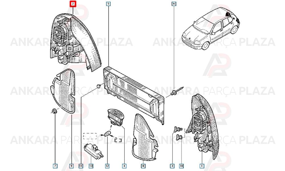Clio Hb Stop Lambası Duysuz Sağ 2001 - 2008 Pleksan