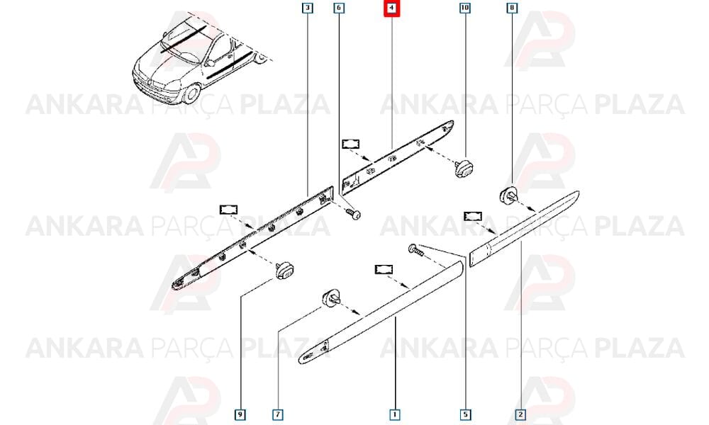 Kapı Bandı Arka Sağ Clio Hatchback 2007 - 2008 Bb1