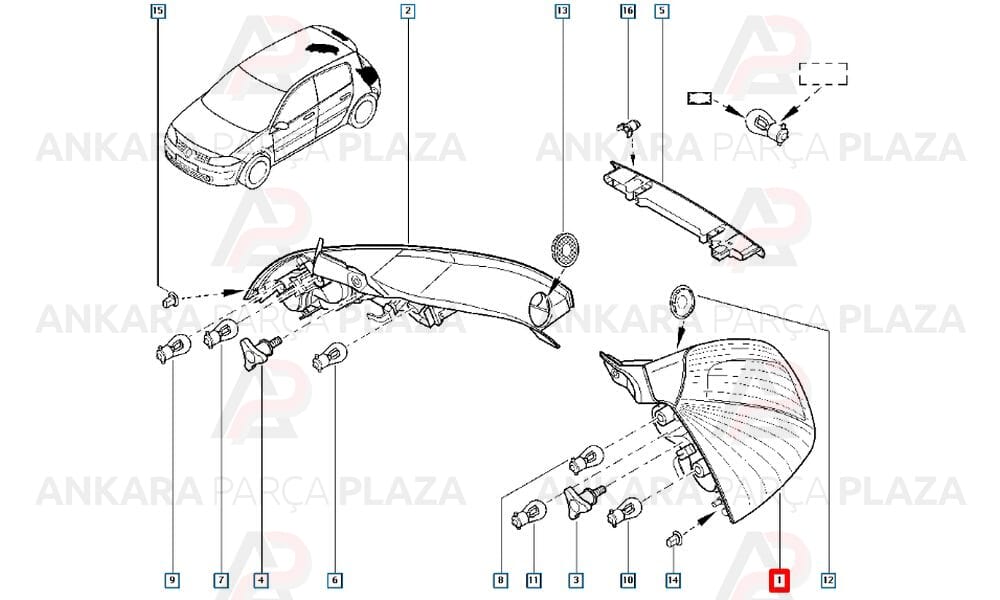 Megane 2 HB Stop Lambası Duylu Sol Orijinal 8200073236