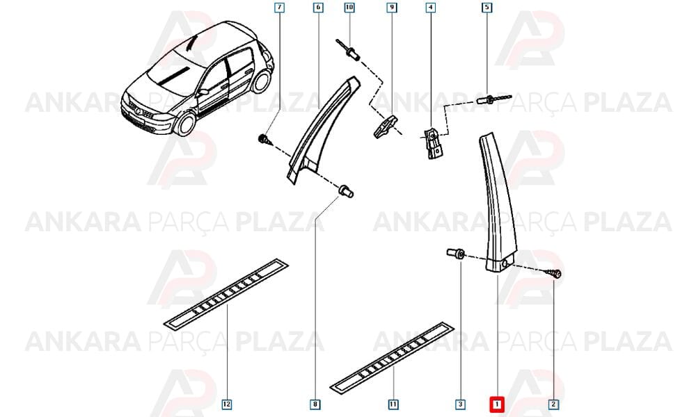 Orta Dış Direk Kaplaması Sol Bm/Lm Megane 2 8200073435