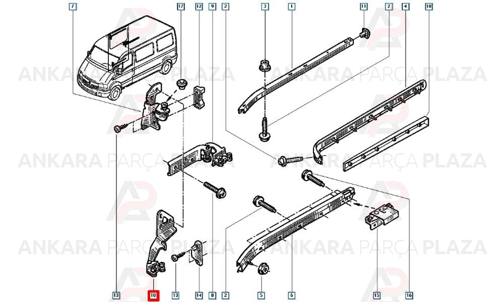 Master 2 Sürgülü Kapı Ray Makarası Orta Alt Sağ Oms