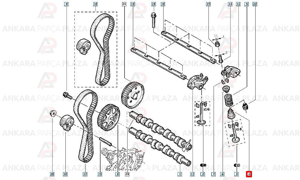 Clio 2 Kangoo Twingo 1 1.2 16V Subap Lastiği 5.5X11X23X15.7Mm 16 Adet Oto Conta