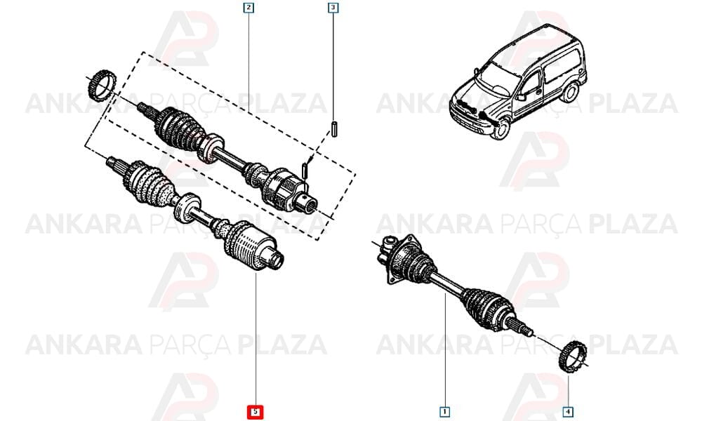 Ön Aks Sağ Kangoo 1.4 8V 8200088974