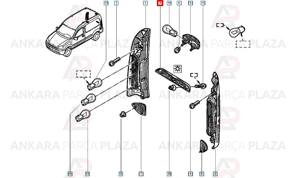 Renault Kangoo Classic 03 - 12 Arka Plaka Lambası 8200103260