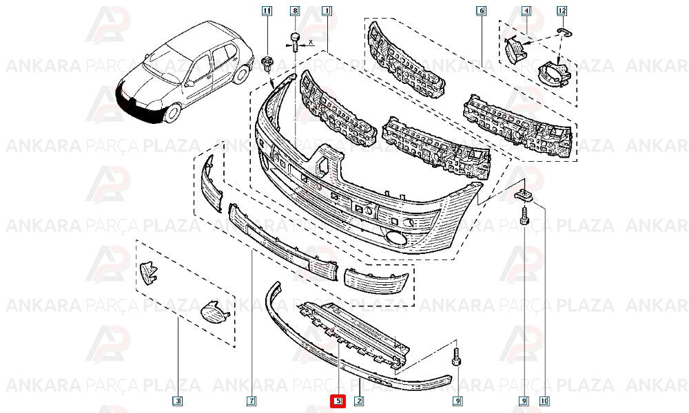 Clio Tampon Alt Muhafazası Ön Alt 2002 - 2006 Meydan