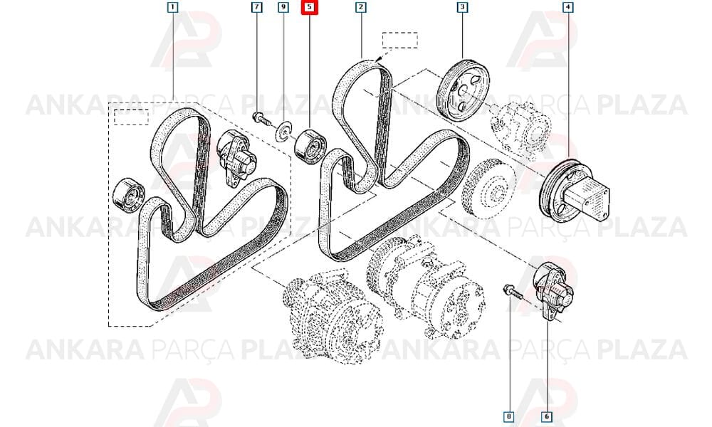 Clio, Kangoo, Laguna, Megane, Trafic, Master V Kayış Gergi Rulmanı Daslager
