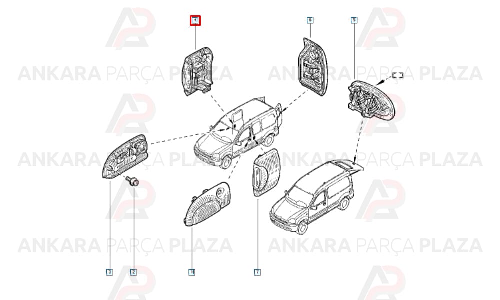 Kangoo 03 - 12 Orta Kapı Dış Açma Kolu Sağ 8200107372