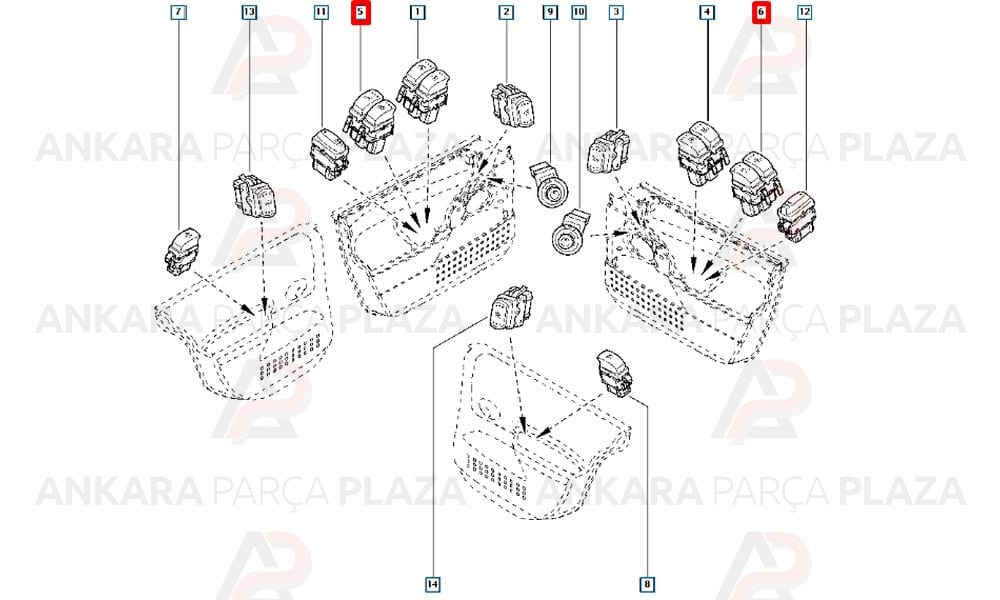 Renault Megane Ön Sol Cam Butonu 2004-2009 Arası Mcar