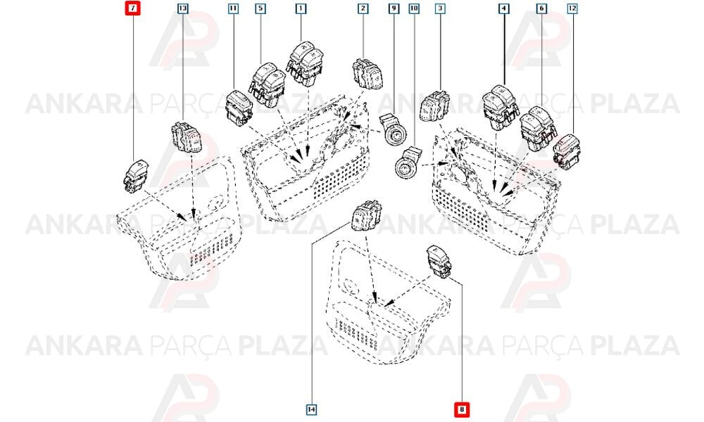 Renault Megane Arka Cam Butonu 2004-2009 Arası Mcar