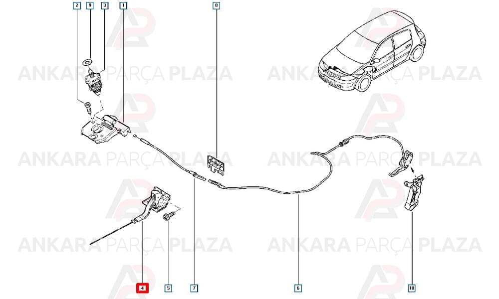Motor Kaput Kilidi Emniyet Mandalı Megane 2
