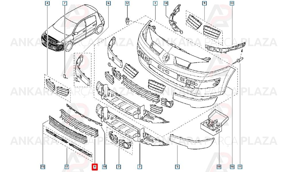 Megane 2 03 - 06 Karlık Ön Tampon Altı Plastik 8200073445