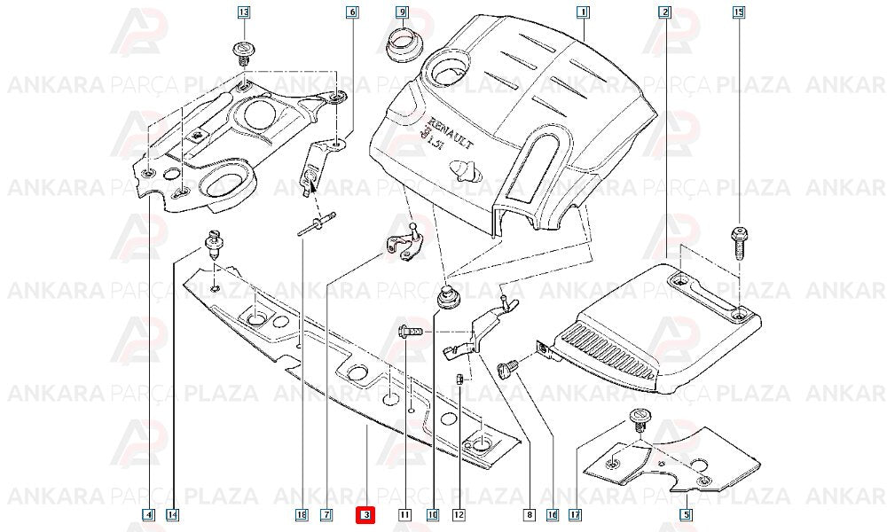 Megane 2 03 - 09 Ön Panel Üst Koruma Plastiği 8200116717